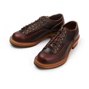 2021 godine, Luksuzna Vintage Muške Casual Cipele U Britanskom Stilu sa Okruglim Vrhom, Čizme Od Kože Kravlja koža s Krilima, Moto Cipele Ručne izrade, Kvaliteta