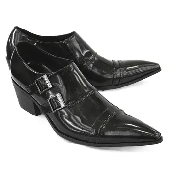 Zapatos hombre/ gospodo оксфордские cipele na skrivenom visoku petu cipele od prave kože s dvostrukim remenom, elegantne cipele, muške modeliranje cipele s oštrim vrhom
