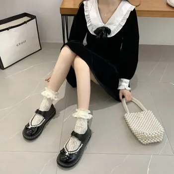 2021 Ženska Nova ljetna mala Kožna obuća u britanskom stilu; ženske cipele u japanskom stilu u retro stilu na Tankom срезе; Jk ima Suknju ravnim cipelama