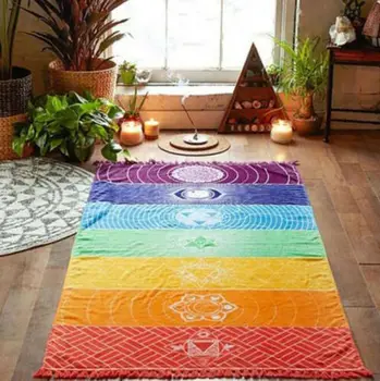 AA Češka Zid Indijski Mandala Deka 7 Čakra Tapiserija Rainbow Yoga Mat