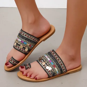 Ženske cipele, Ljetne ženske Papuče ravnim cipelama u grčkom stilu u boho stilu, Izrađene Ručno, Svakodnevne Prozračna Udoban Plaža ženske Sandale