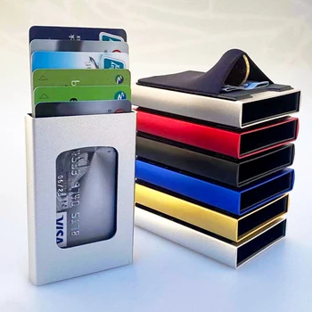 Pametan Metalni Minimalistički Novčanik Tanki Aluminijski Držač Za Kreditne Kartice S Elastičnim Džep Muški RFID Novčanik Torbica Za Bankovne Kartice NOVI