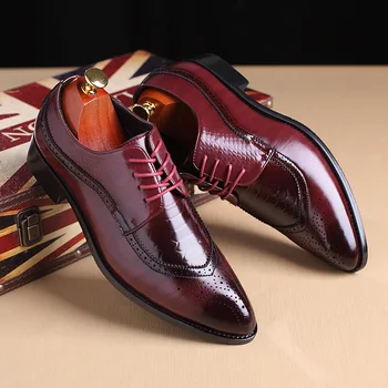 2020 Visokokvalitetna Talijanske Kožne cipele Muške Funky Business Casual Obuća Obuća Cipele sa oštrim vrhom cipele Vjenčanje na ravnim potplatima Večernje Cipele