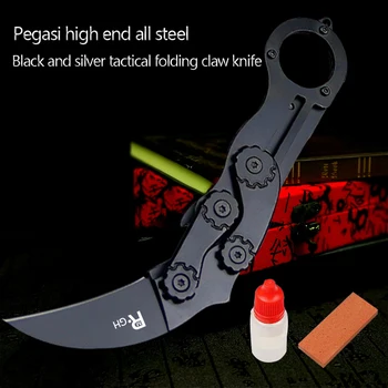 High-end цельнометаллический crna i srebrna taktički nož na sklapanje s kandžama, multifunkcionalni džepni nož, vanjski sigurnosni pandža u džungli