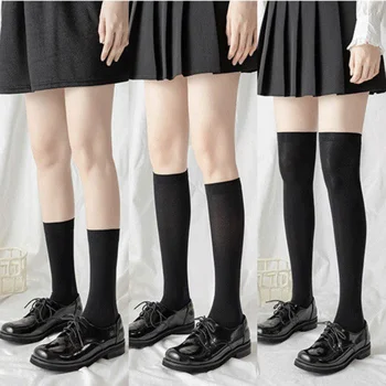 JK Najlon Duge Čarape, Čarape, ultra tanke Elastične Čarape do Kukova, Japanska Moda, Lolita, Crne i Bijele Golfs Za Djevojčice