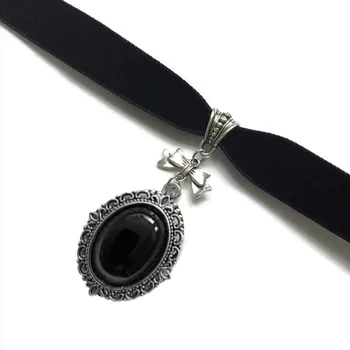 Novi Crni Baršun Ogrlice Lanci I Ogrlice Gotička Victorian Crna Crystal Reljefni Lanca I Ogrlice Za Žene Modni Nakit