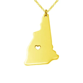 Ogrlica državi New Hampshire, u Boji Ružičastog Zlata, Privjesak Od Nehrđajućeg Čelika, Upečatljiv Ogrlica, Karta, Ogrlice, Nakit