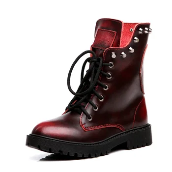 Kožne cipele Martin ženske jesensko-zimske 2021 novi britanski berba crveni pliš čizme