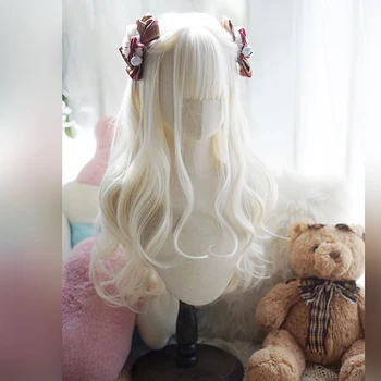 HOUYAN Sintetičkih duge valovite kovrčava kosa mliječno-bijela ženska perika cosplay Lolita perika высокотемпературный sintetički