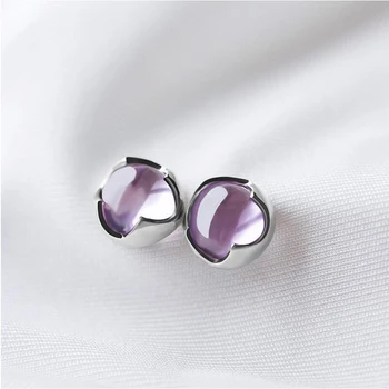 Inspiriran dizajn srebrna inlay ljubičasta crystal okrugli svježe i jasne naušnice, elegantan temperament ženski nakit