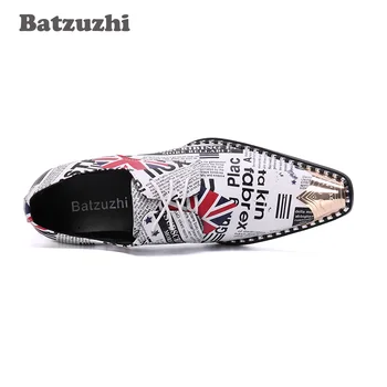 Batzuzhi/ muške cipele ručne izrade talijanskog tipa, muške kožne modeliranje cipele s oštrim metalnim vrhom, muške cipele za dobar provod! Erkek Ayakkabi