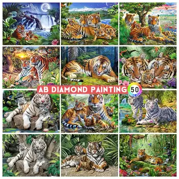 5D AB Diamond Slikarstvo Životinja Tigar Diamond Vez Skup Diamond Mozaik je Umjetnička Slika Rotirajući Slika Ukras Kuće Poklon