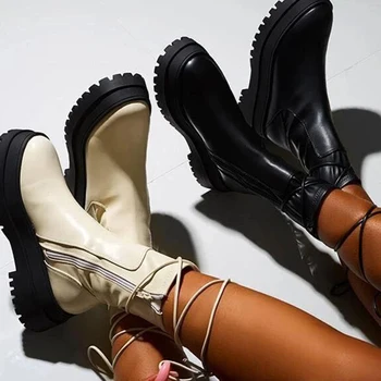 Velike Dimenzije 43, Marke Nove Ženske čizme na platformu, modni Vojne čizme munje u stilu punk ženski večer jesenje cipele Sylish, Ženske Cipele