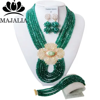 Modni afričke vjenčanje perle Army Green nigerijski vjenčanje afrički perle najverovatnije set Crystal Besplatna dostava Majalia-334