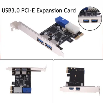 4 Priključka PCI-E na USB 3.0 HUB PCI Express Hub proširenje Unutrašnje 19-pinski 19-pinski priključak za USB 3 na PCIE (PCI express kartica adaptera