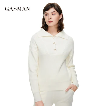 GASMAN, novo jeseni 2022, ženska odjeća, Bijela rever, buckle, trendi ženski džemper, top dugih rukava, Kratke tople mekane veste GT001