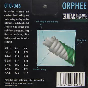 Orphee DE-3X 6 kom./compl. pribor za gitaru Žice za električnu gitaru Niz od никелевого legura Žica normalnog svjetla