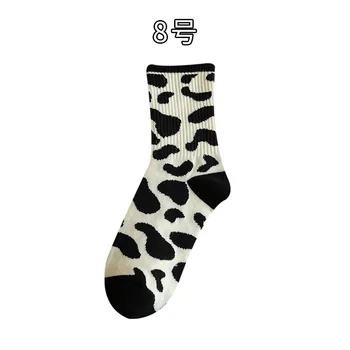 Čarape Ženske proljeće-ljeto Čarape srednje dužine, japanski Tanke Pamučne Čarape, Trend slatka čarape na Pruge s dugim slovima, Nadkoljenice