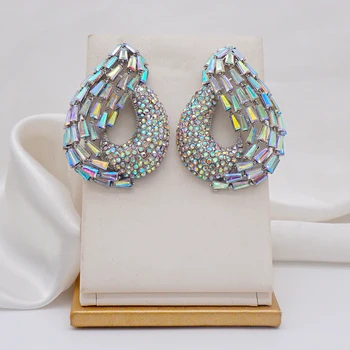 Nova Moda K Dizajnerske Nakit Šarene Gorski Kristal Izjava Crystal Pad Duge Viseće Naušnice za Žene Brincos Večernje Poklon