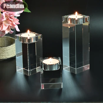 PEANDIM K9 Kristalni Svijećnjaci Mali Čaj Svijećnjak 6 cm 10 cm 14 cm Centralne Elemente stola uz Svijeće na Valentinovo