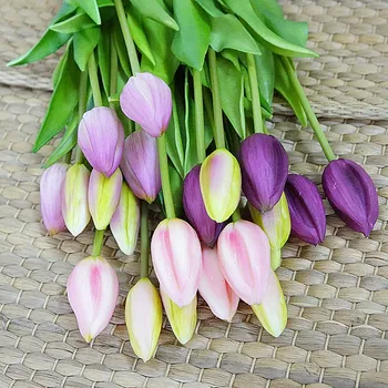 7 kom./snop Pravi na dodir mekani silikon Umjetni Cvijet tulipana za kućnu svadbeni nakit Lažni vjenčanje ručni cvijeće flores tulipan