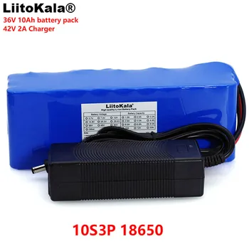 Punjiva baterija LiitoKala 36V 10Ah 10S3P 18650, modificirane Bicikle, Litij-ionske baterije za električna vozila + punjač 2A