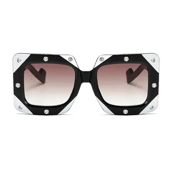 LongKeeper Modni Trg Sunčane Naočale s Dijamantima Ženske 2021 Luksuzni Brand Punk Pink crno bijeli Prevelike Ženske Naočale UV400