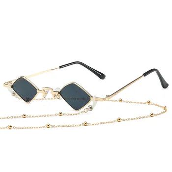 Modni Dizajner Ženske, Muške Sunčane Naočale U Metalnom Ivicom, Luksuzni obliku dijamanta Sunčane Naočale S Lancem UV400