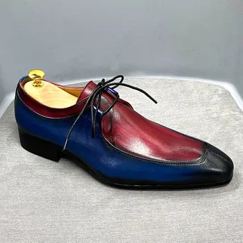 Muške Cipele-Oxfords, Berba Modeliranje Cipele u stilu Derbi Od Prave Kože Kravlja koža, Službeni Poslovne Uredske svadbene Cipele čipka-up za Muškarce