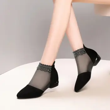 Ženske čizme, ženske sandale na visoku petu cipele, ženske kratke čizme na masivnim petu, ženske cipele, ljetne Nove crne cipele, ženske cipele